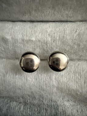 11 Mm button earrings sterling silver 950 made in Peru